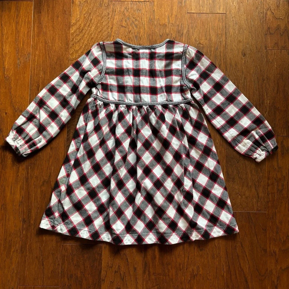 Hanna Andersson Girls Plaid Flannel Dress Red Black White 10/12